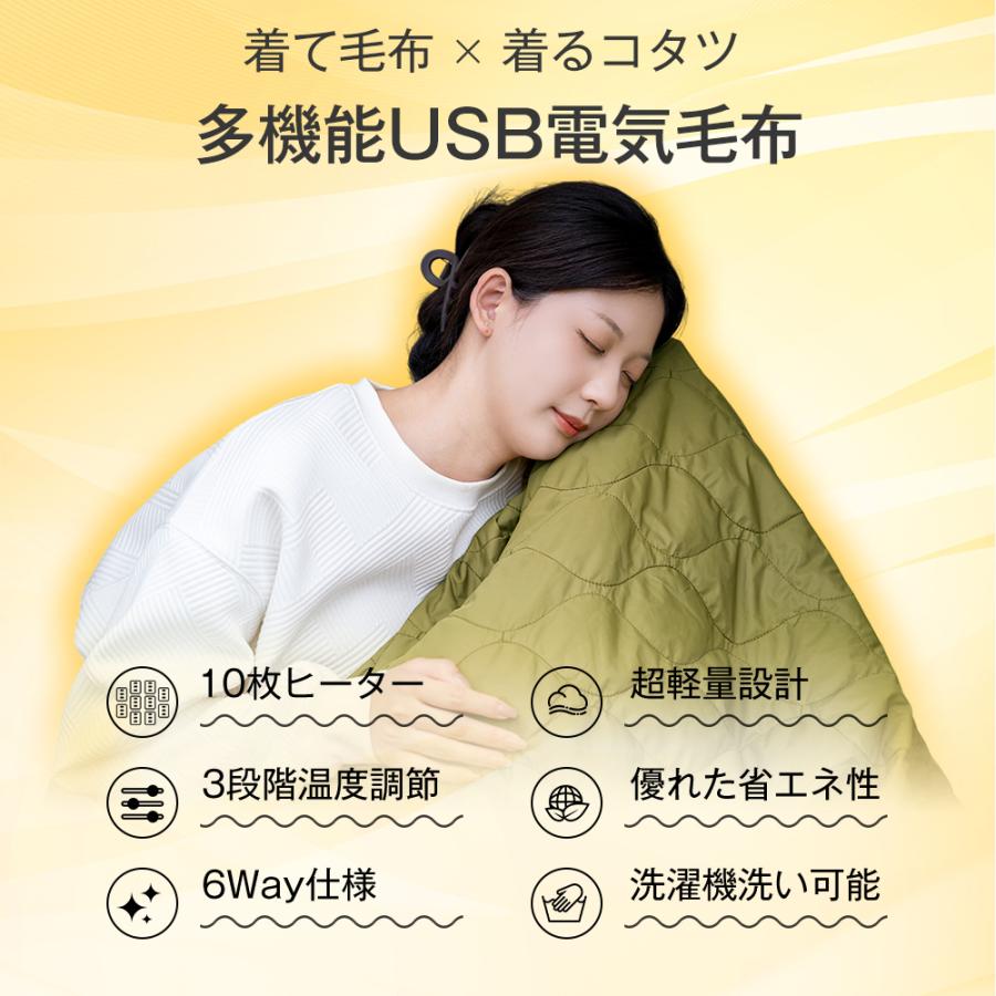 RAVAcoco 電気毛布 日本製10枚ヒーター 6WAY兼用 モバイルバッテリー
