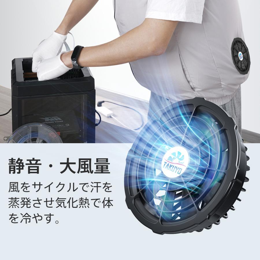 空調作業服　ファンバッテリーセット　XXL 体感温度-15℃ TAKUYO ＼-15℃体感温度／ 空調ウェア 9枚羽強力ファン 2000mAh容量