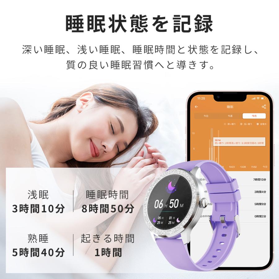 スマートウォッチG32 itDEAL レディース Bluetooth通話  1.32インチ IP68防水 皮膚温変動測定 GPS運動記録 音楽再生/生理周期/心拍計/歩数計/血中酸素/血圧測定の画像