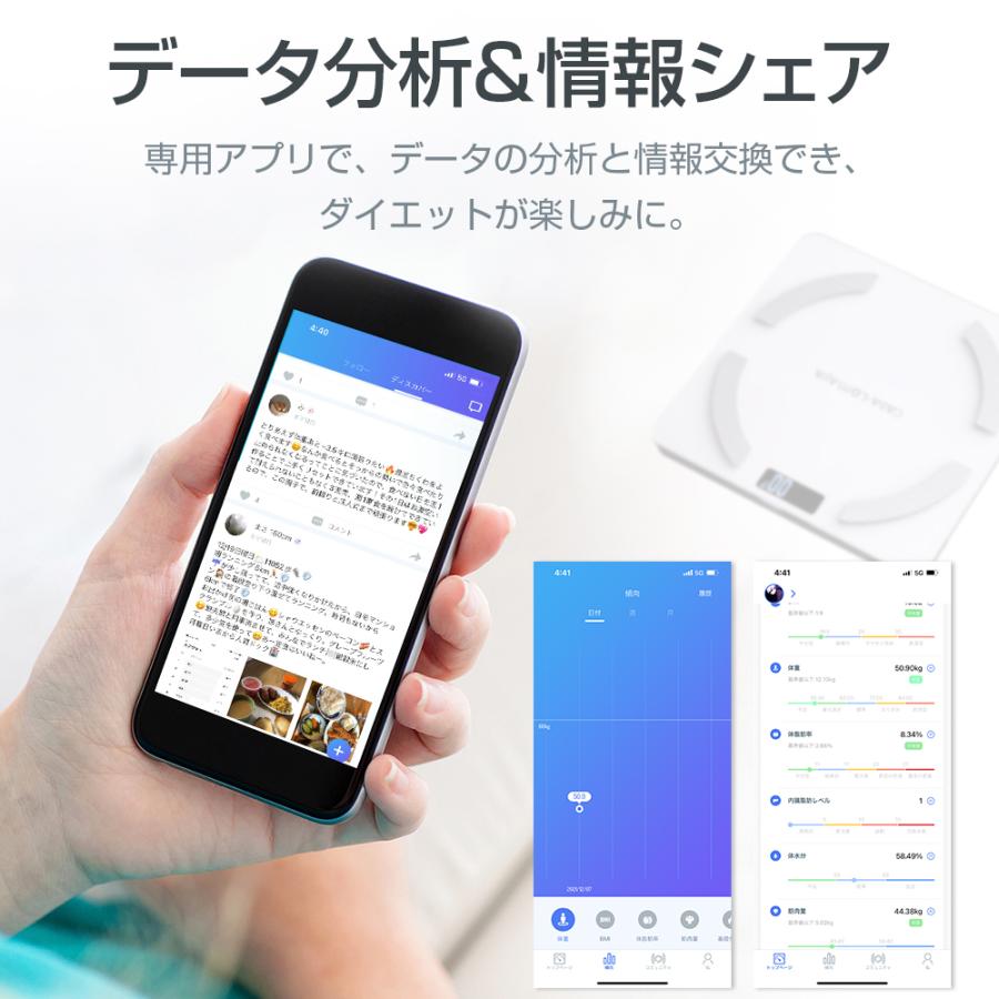 体重計 USB充電式 体脂肪計 登録数無制限 体重体組成計 スマホ連動