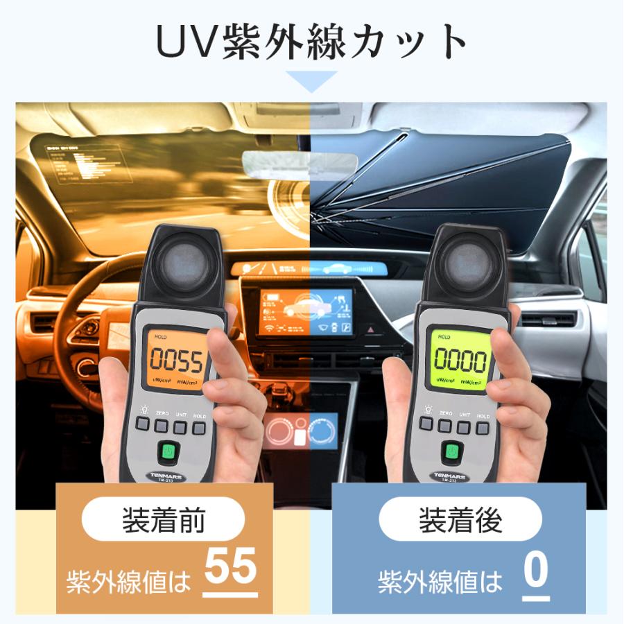 サンシェード 車用 傘式 折りたたみ傘 6層加工 10本骨 日よけ 日除け uv 紫外線カット 紫外線対策 遮光 断熱 中大型SUV MPV適用 車種汎用 収納バック付き | ブランド登録なし | 11