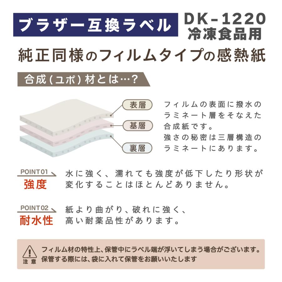 互換ラベル DK-1220C 冷凍食品用ラベル ブラザー対応 DKテープ 用紙 文具用品 オフィス用品 感熱紙 防水 ラベルシール【1年間保証付】_2