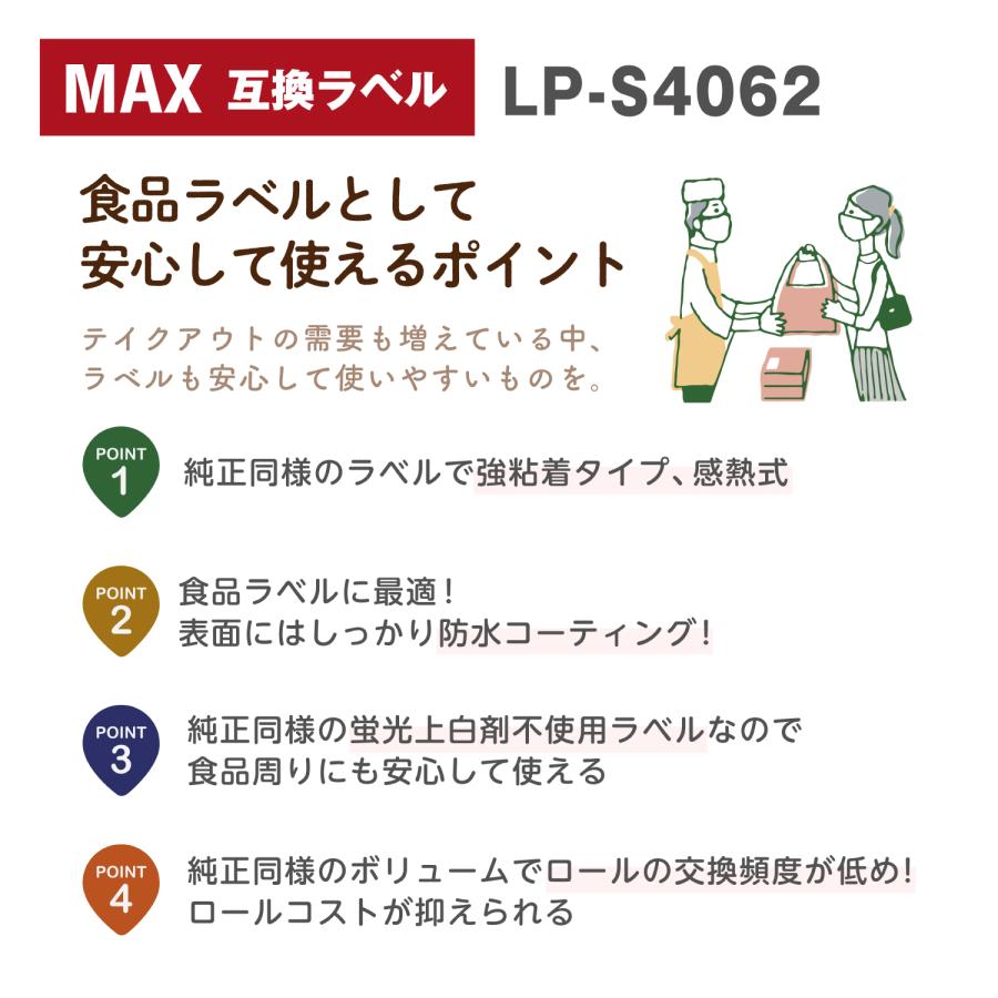 互換ラベル LP-S4062 食品表示用ラベル 6ロール マックス対応 互換ラベル用紙 文具用品 オフィス用品 感熱紙 防水【1年間保証付】｜hills-top｜04