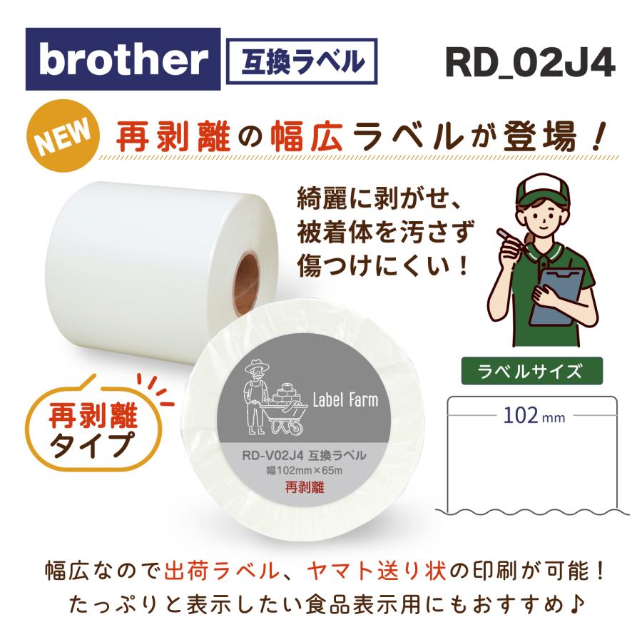 互換ラベル RD-V02J4 長尺紙テープ 1ロール 単品 ブラザー対応 RDテープ 互換ラベル用紙 文具用品 オフィス用品 感熱紙 防水 ラベルシール【1年間保証付】 | ブラザー工業 | 01