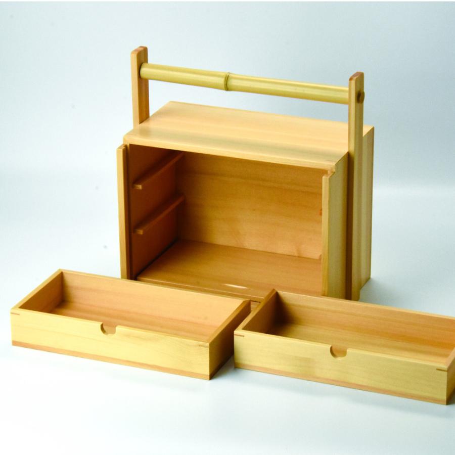 日本製おかもち 弁当箱 出前箱 デリバリー 宅配 天然木製 ヒノキ 桧 檜