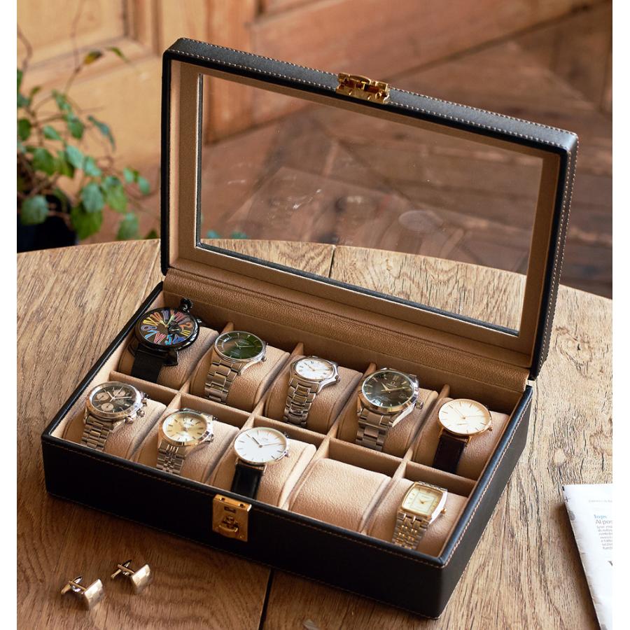 腕時計ケース ウォッチケース ガラスディスプレイショーケース ボックス box コレクションケース 蓋付き レザー張り
