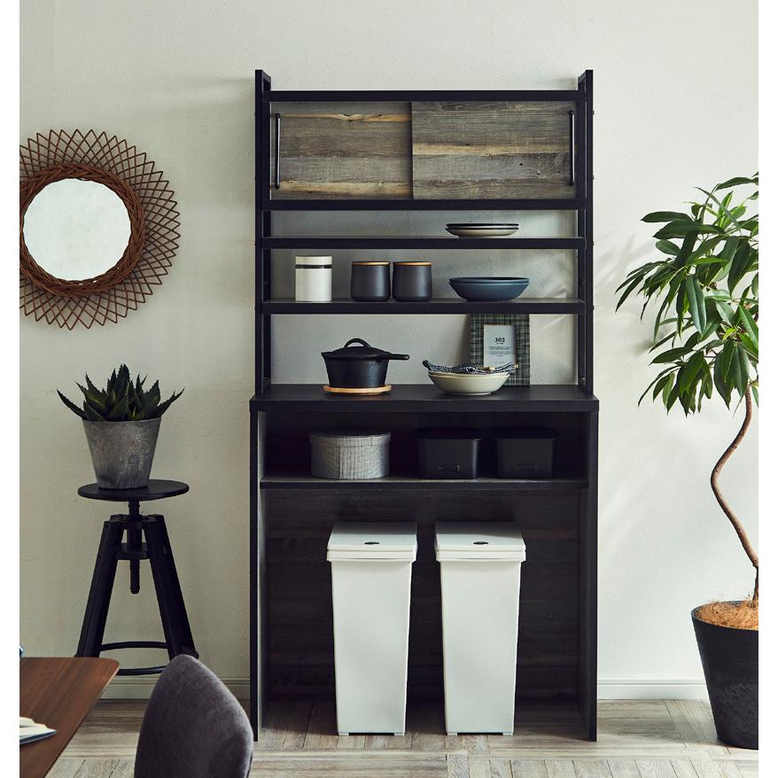 古木風木目柄とブラックアイアン仕様 日本製 インダストリアル