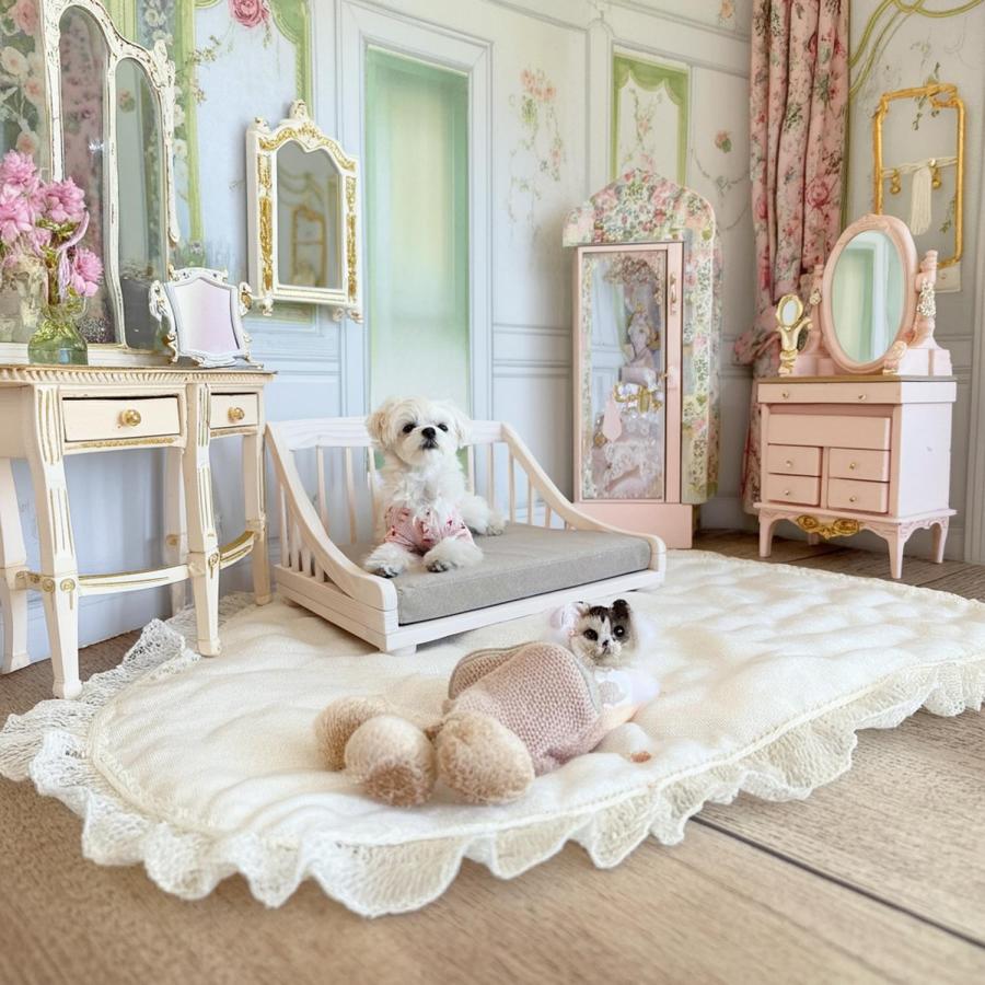 高級 フレンチ ロココ ミニ ソファー 飾り スーパードルフィー 子供 ペット スーパードルフィー 用 ソファベッド SOFABED 大型ドール用 ペット