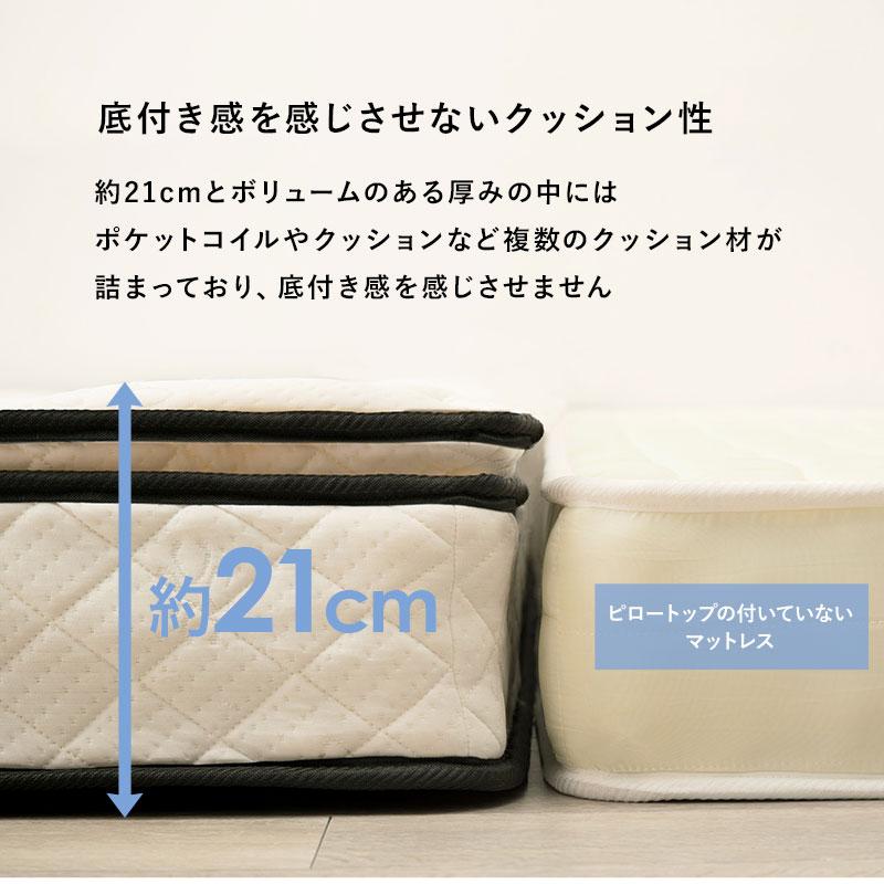 高級 ピロートップ 仕様 ポケットコイル スプリング ベッド 脚付き