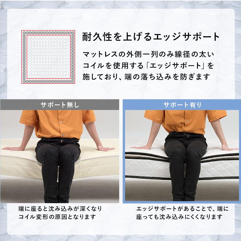 高級 ピロートップ 仕様 ポケットコイル スプリング ベッド 脚付き