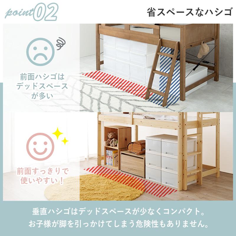 ロフトベッド はしご付き ハシゴセット 高さ120cmと低めなロフト 床下