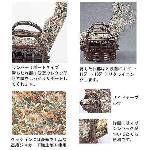 籐 ラタン 藤 リクライニング回転座椅子憩 ハイタイプ 高座椅子 民芸和