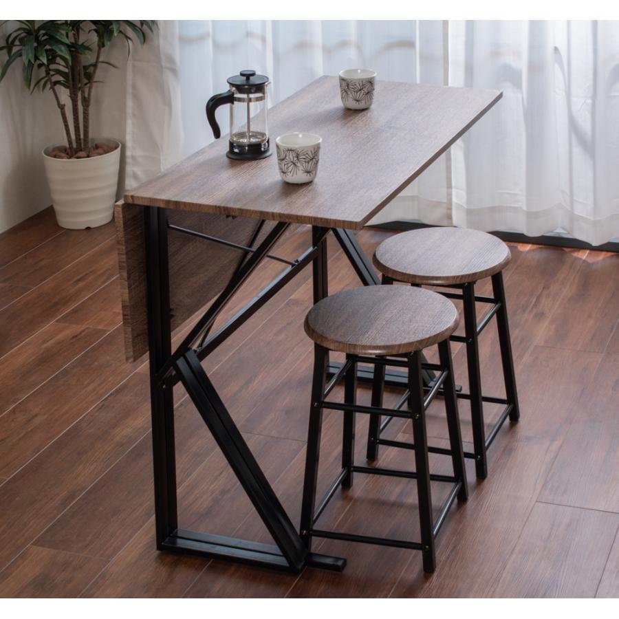 レジ台 マルシェ バタフライ天板折りたたみ式ダイニング3点セット