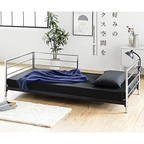 ベッドになるワイドなソファ ソファベッド シェーズロング SOFA BED フレームのみ クロームメッキ 高さ２段階調節可能｜himalaya｜04