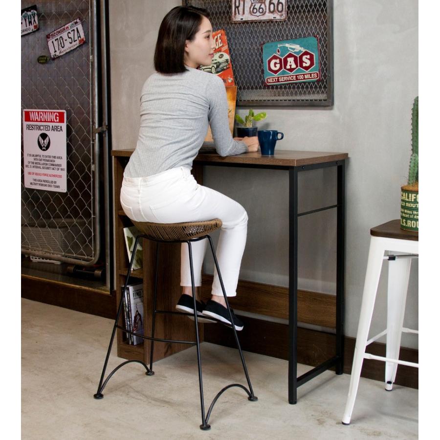 立ち机 コンセント オフィスデスク ハイカウンター おしゃれ Latte カウンターテーブル コンセント付き 足置き付き 棚付き 収納 机
