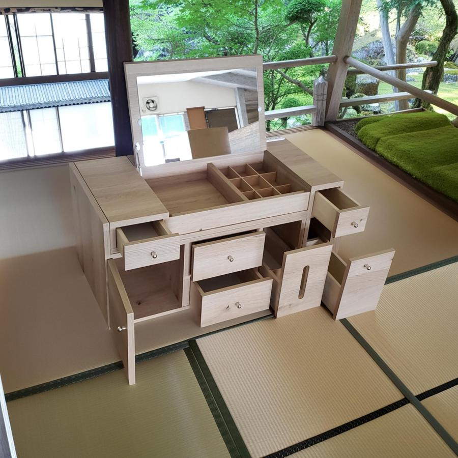 ローテーブル ドレッサー 鏡台 伸縮機能付き 文机 デスク コスメ