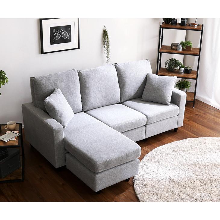 ソファ 3人掛け sofa カウチソファー オットマン付き シェーズロング
