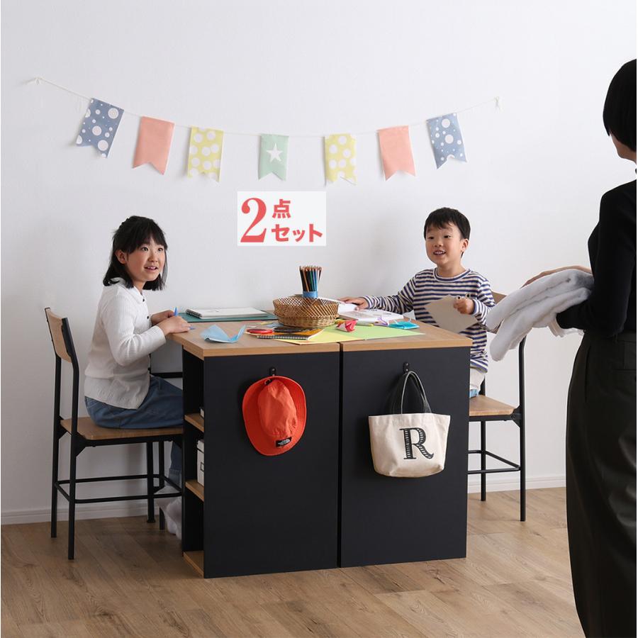 ツインデスク 机 2点セット 2人用 テーブル オフィスデスク 収納ラック