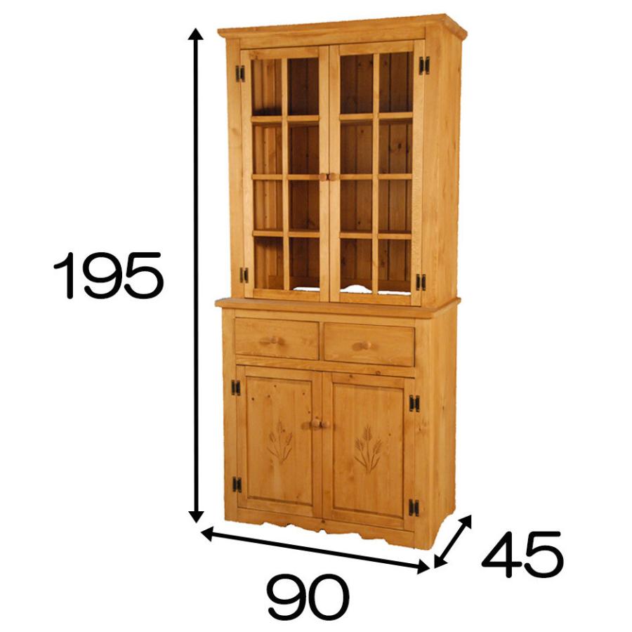 カントリー家具 食器棚 キッチンボード ラック 天然木製 パイン