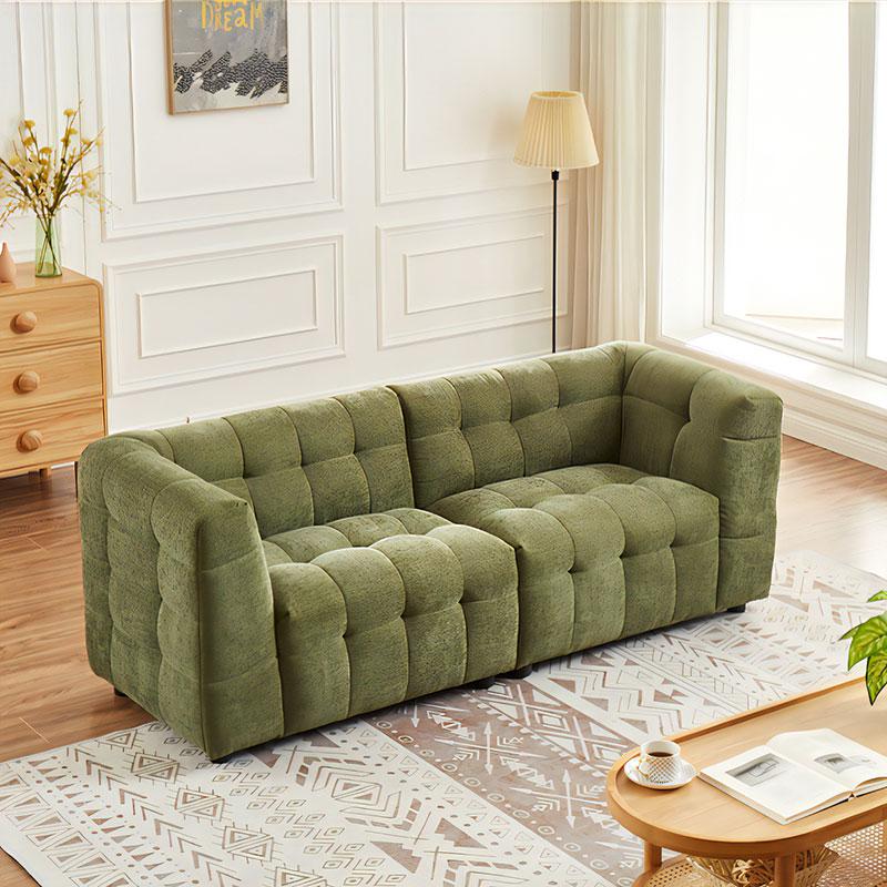 パフ型3人掛けソファー sofa キルティング加工 ファブリック生地 パフ型3人掛けソファー sofa キルティング加工 ファブリック生地