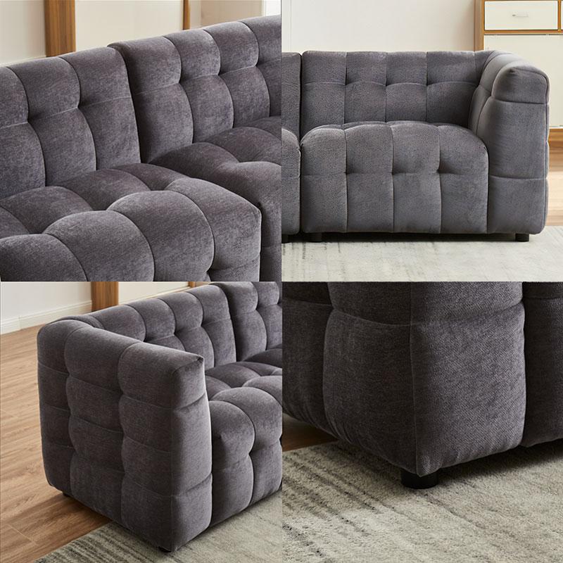 パフ型3人掛けソファー sofa キルティング加工 ファブリック生地 パフ型3人掛けソファー sofa キルティング加工 ファブリック生地