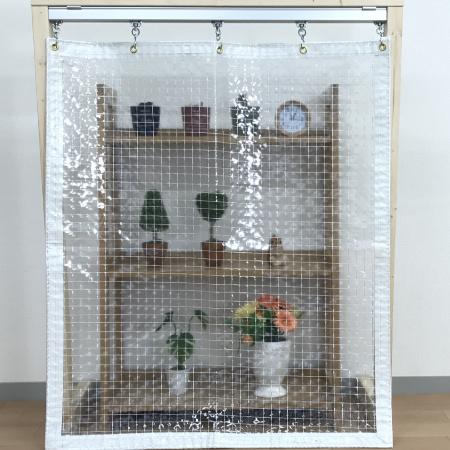 サイズオーダー糸入り透明ビニールカーテンパーティションハトメ加工