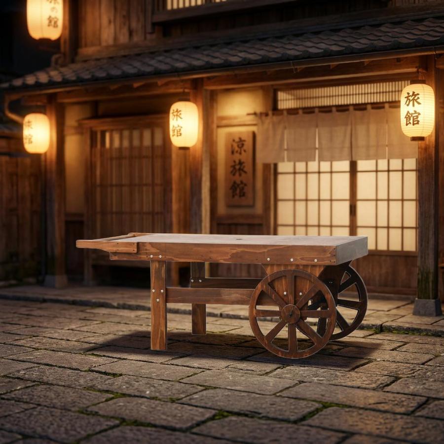 屋台 販売台 平台 ディスプレイショーケース マルシェ ワゴン 車輪付き