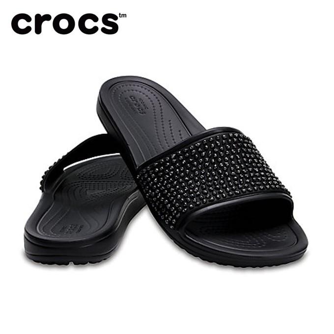 crocs women's sloane embellished slide sandal