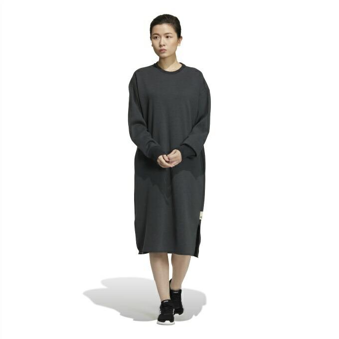 アディダス スウェット ワンピース 長袖 レディース ラウンジ オーバー
