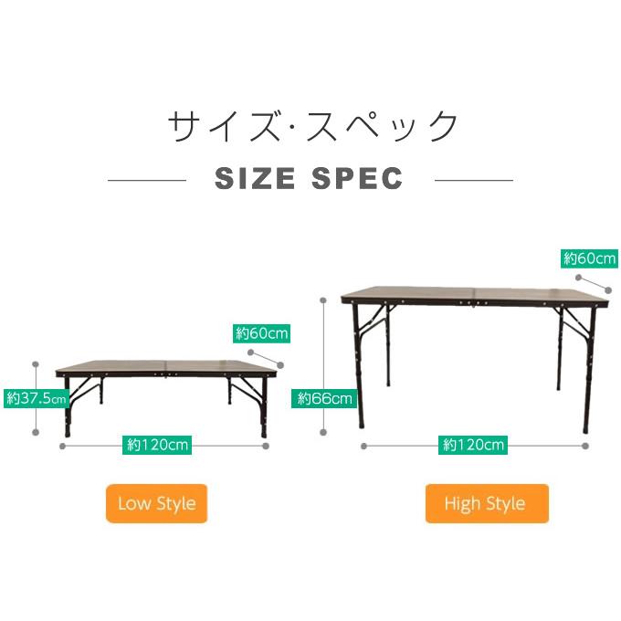 アウトドアテーブル 120cm 折りたたみ 2段階高さ調整 2WAYキャンプテーブル120 VP160401I01 アルミテーブル 軽量 ビジョンピークス VISIONPEAKS | VISIONPEAKS | 12