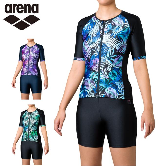 アリーナ arena フィットネス水着 セパレート レディース 大きめカラースナップ付きセパレーツ 差し込みフィットパッド FLA-0952W