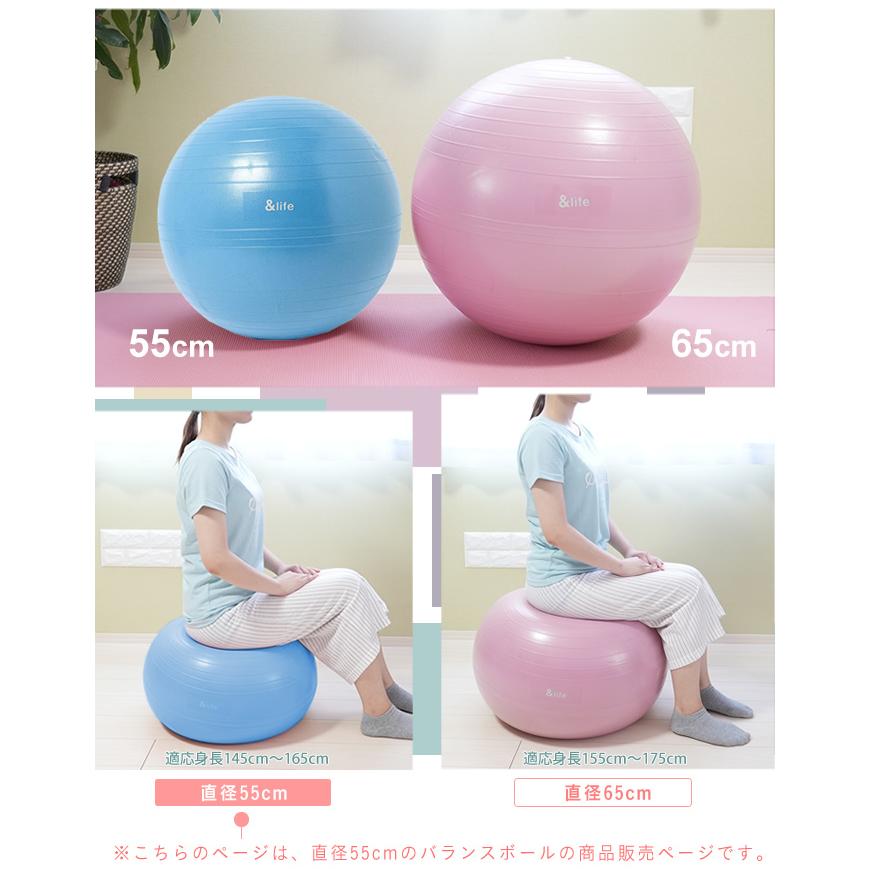 バランスボール 55cm ジムボール ノンバーストジムボール 空気入れ付き
