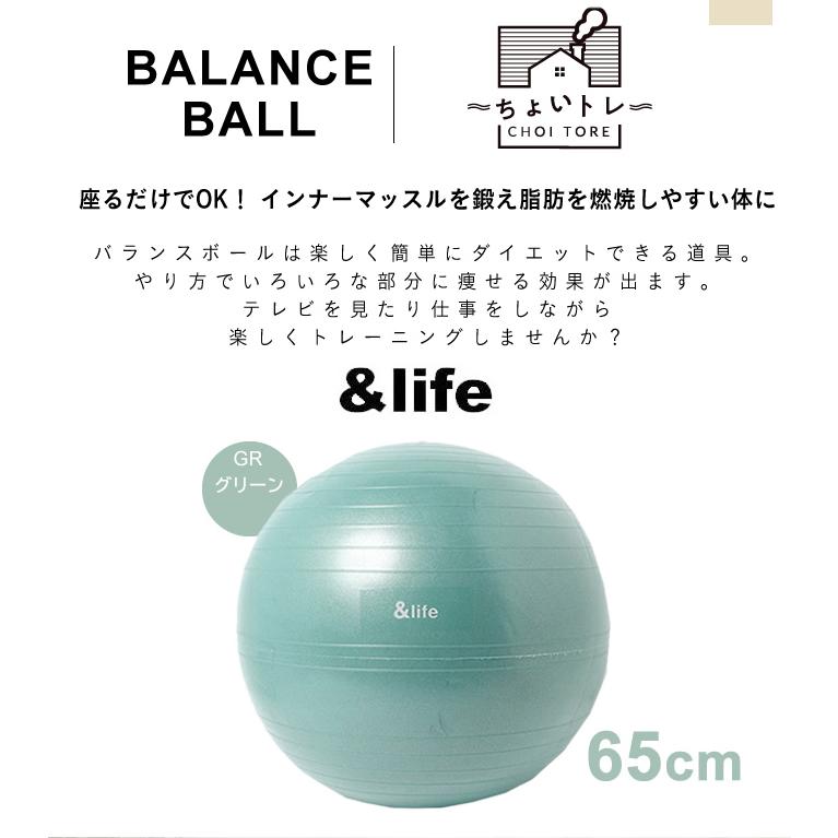 バランスボール 65cm ジムボール ノンバーストジムボール 空気入れ付き
