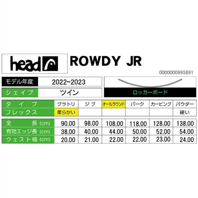 HEAD（ヘッド） スノーボード 板 ジュニア ラウディー ROWDY オール