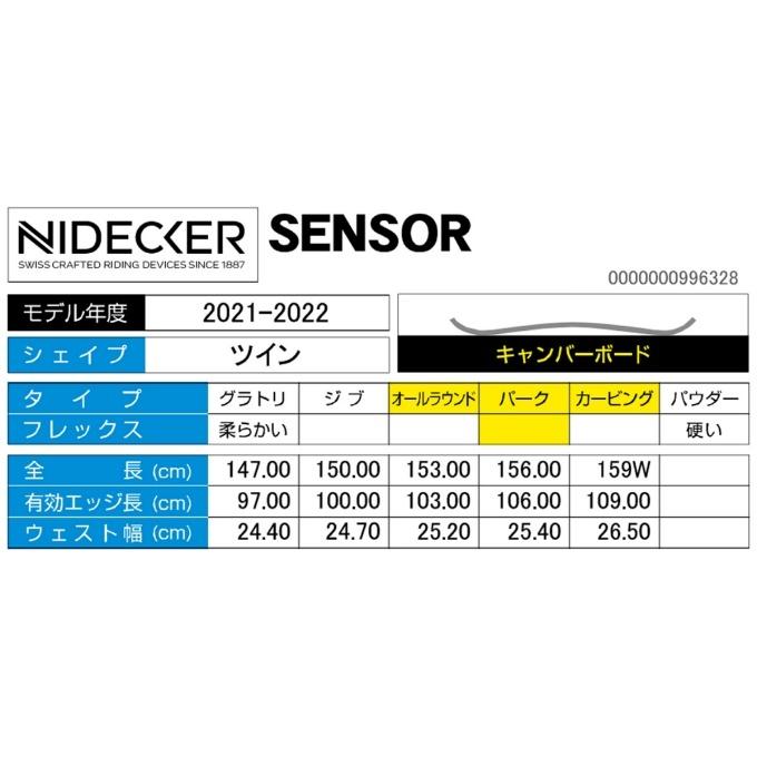 ナイデッカー NIDECKER スノーボード 板 メンズ センサー SENSOR オールラウンド パーク カービング
