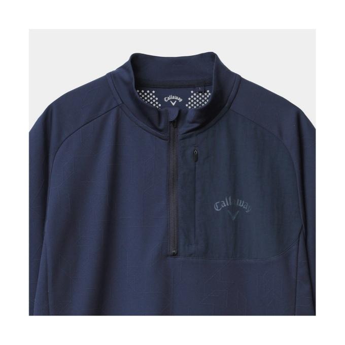 キャロウェイデジタルフラワージャカード半袖ハーフジップモックネックシャツ Callaway（キャロウェイ） ゴルフウェア 半袖シャツ メンズ デジタル