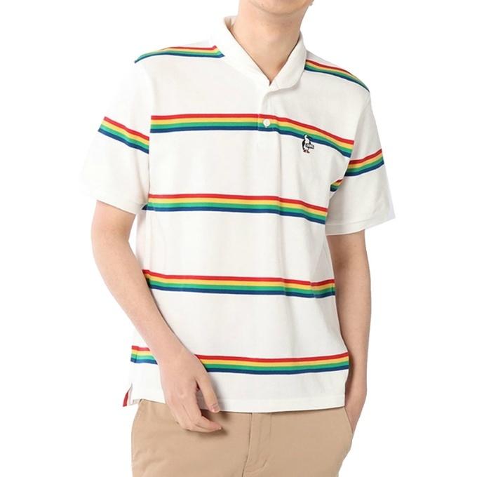チャムス CHUMS お気にいる ポロシャツ 半袖 Rainbow メンズ ブービーボーダーショールポロシャツ CH02-1160 堅実な究極の