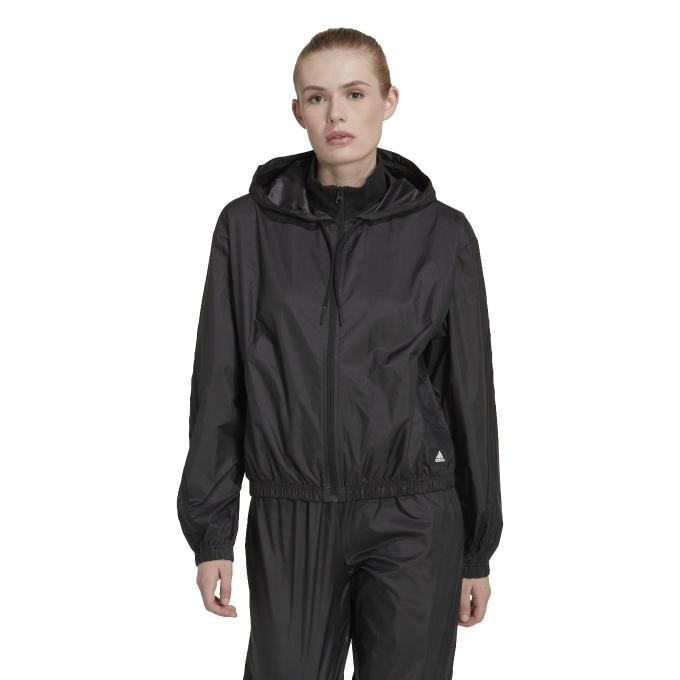 【新品】 レディース ウインドジャケット ウーブンジャケット 黒　L adidas（アディダス） ウインドブレーカー ジャケット レディース