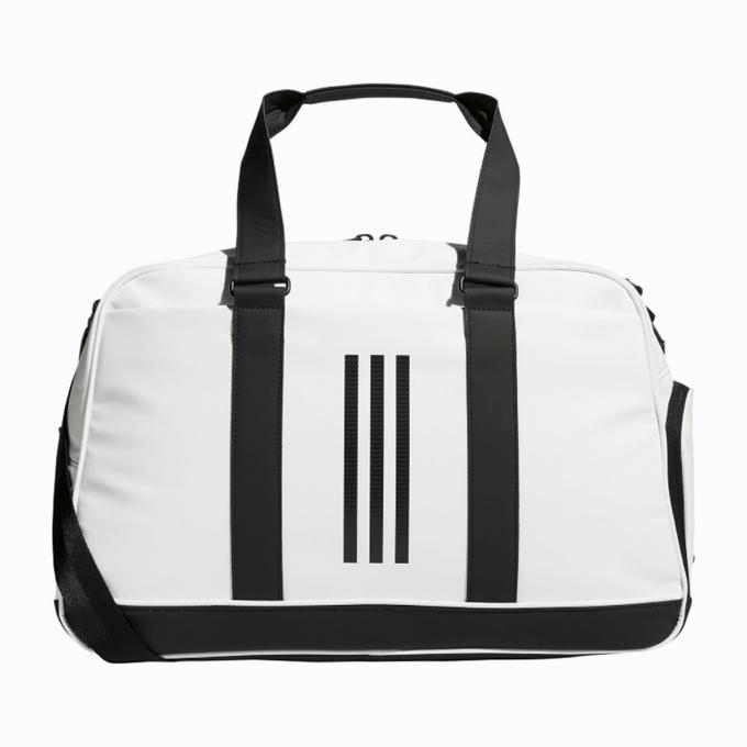 アディダス　キャディバッグ　ホワイト×ブラック　白黒　エナメル　合成皮革　9型 adidas（アディダス） ボストンバッグ メンズ シューズポケット付き