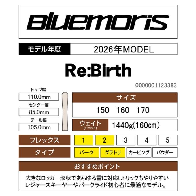 Bluemoris（ブルーモリス） フリースタイルスキー板 メンズ Re:Birth