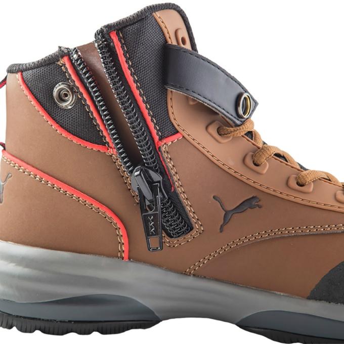 PUMA（プーマ） 安全靴 メンズ ラピッド ブラウン ミッドカット ジップ