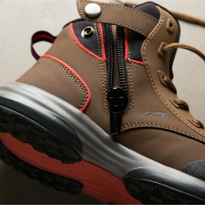 PUMA（プーマ） 安全靴 メンズ ラピッド ブラウン ミッドカット ジップ