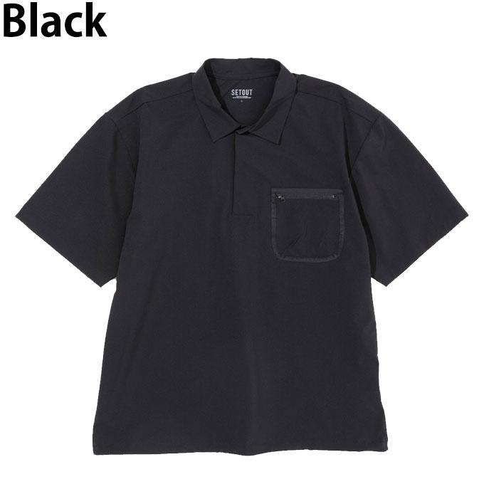 新品 未使用 Bagutta Milano Fit 半袖シャツ 黒 SETOUT（セトアウト） 半袖シャツ メンズ ストレッチ ナチュラルテック