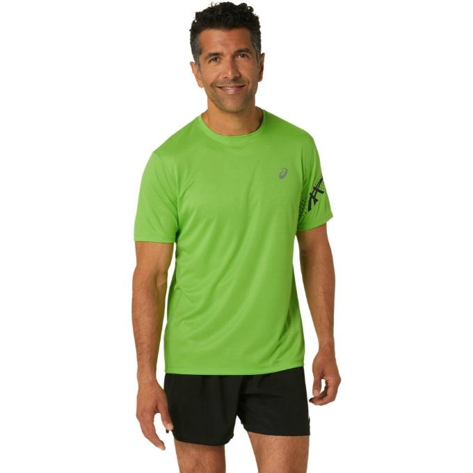 Asics 半袖 ランニングシャツ グリーン　メッシュ　メンズ M ASICS（アシックス） ランニングウェア Tシャツ 半袖 メンズ