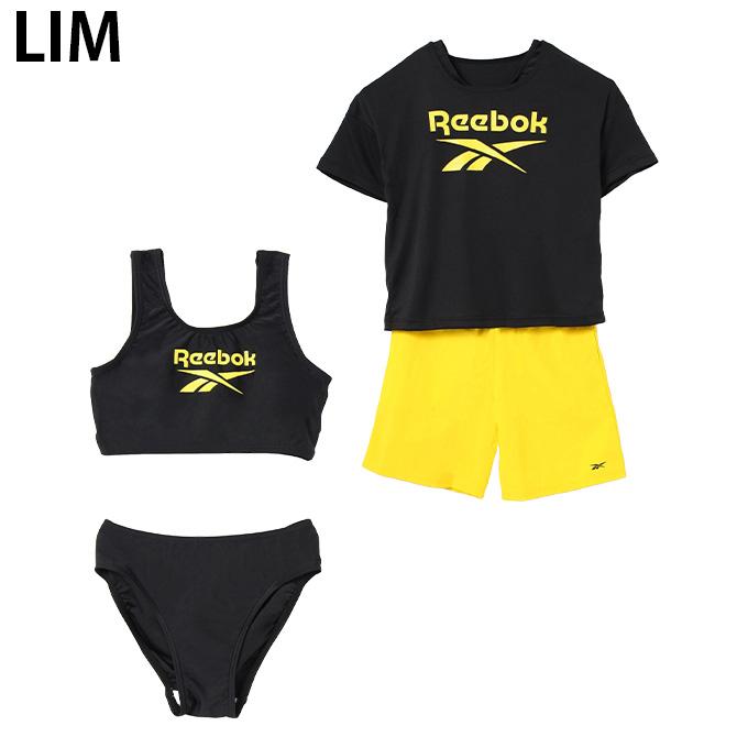 イエローとホワイトのセパレート水着 Reebok（リーボック） 水着 セパレート 女の子 ジュニア Tシャツ付
