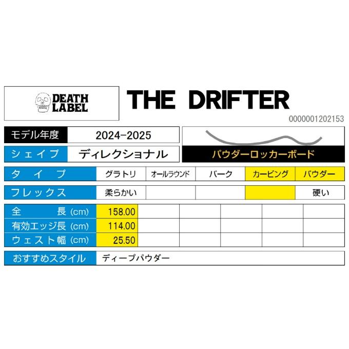 DEATH LABEL デスレーベル スノーボード 板 メンズ ザ ドリフター THE