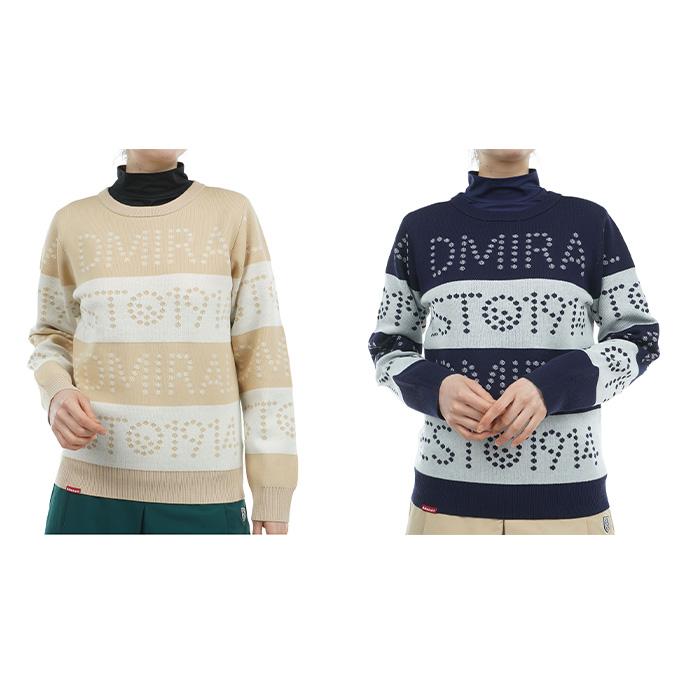アドミラル Admiral ゴルフウェア セーター レディース ゴルフ&ロゴボーダー クルーセーター ADLA464 Admiral（アドミラル） ゴルフウェア セーター レディース ゴルフ&ロゴ