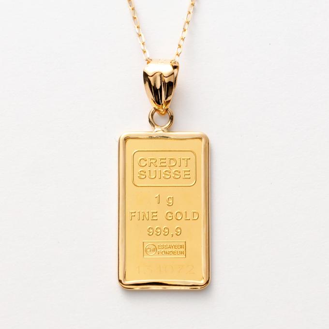 純金 ネックレス 24金リバティー1gコイン・18金チェーン枠ネックレス  