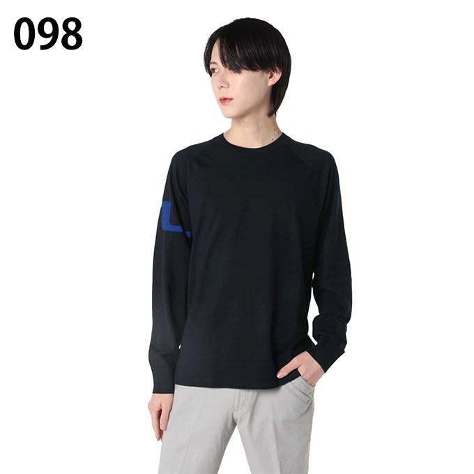 J.LINDBERGネイビー クルーネックセーター L ゴルフ ニット