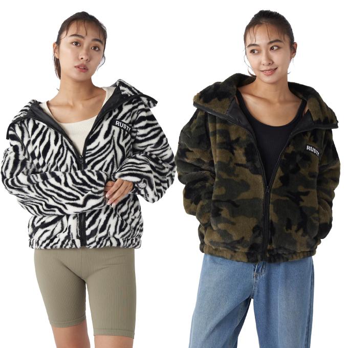 RUSTY（ラスティ） ☆ラスティ フリース レディース 柄ボアジャケット